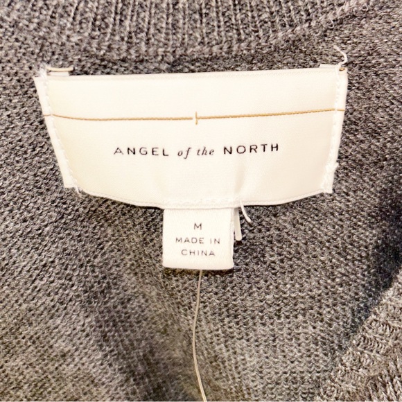 NWT ANGEL of the NORTH x ANTHROPOLOGIE The Torie Appliqué Charcoal Sweater SZ: M - Picture 6 of 14
